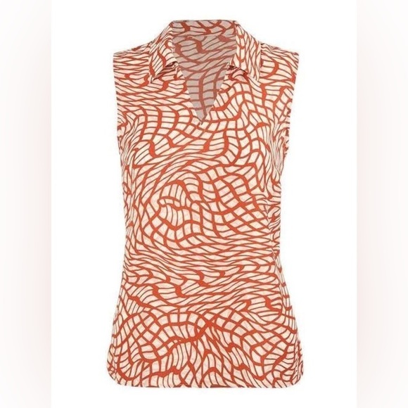 CAbi Tops - Nwt Cabi Medium Orange And White Twirl Top Sleeveless Blouse